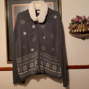 ✨✨✨Croft & Barrows Sweater Jacket w/ faux fur collar🧥
